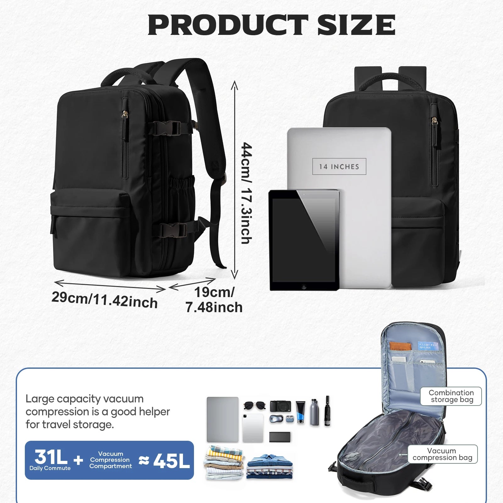 Vacuum Compression Travel Backpack