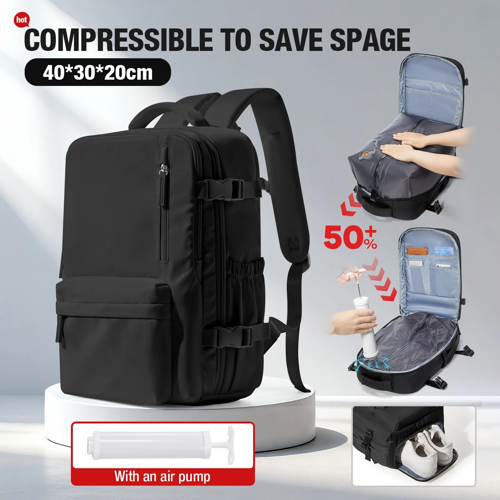 Vacuum Compression Travel Backpack